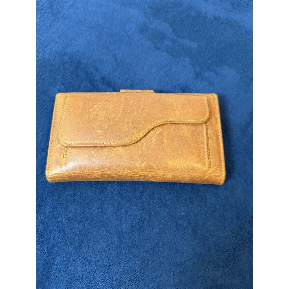 Open House Womens Brown Leather Handmade Mexican Floral Design Snap Wallet